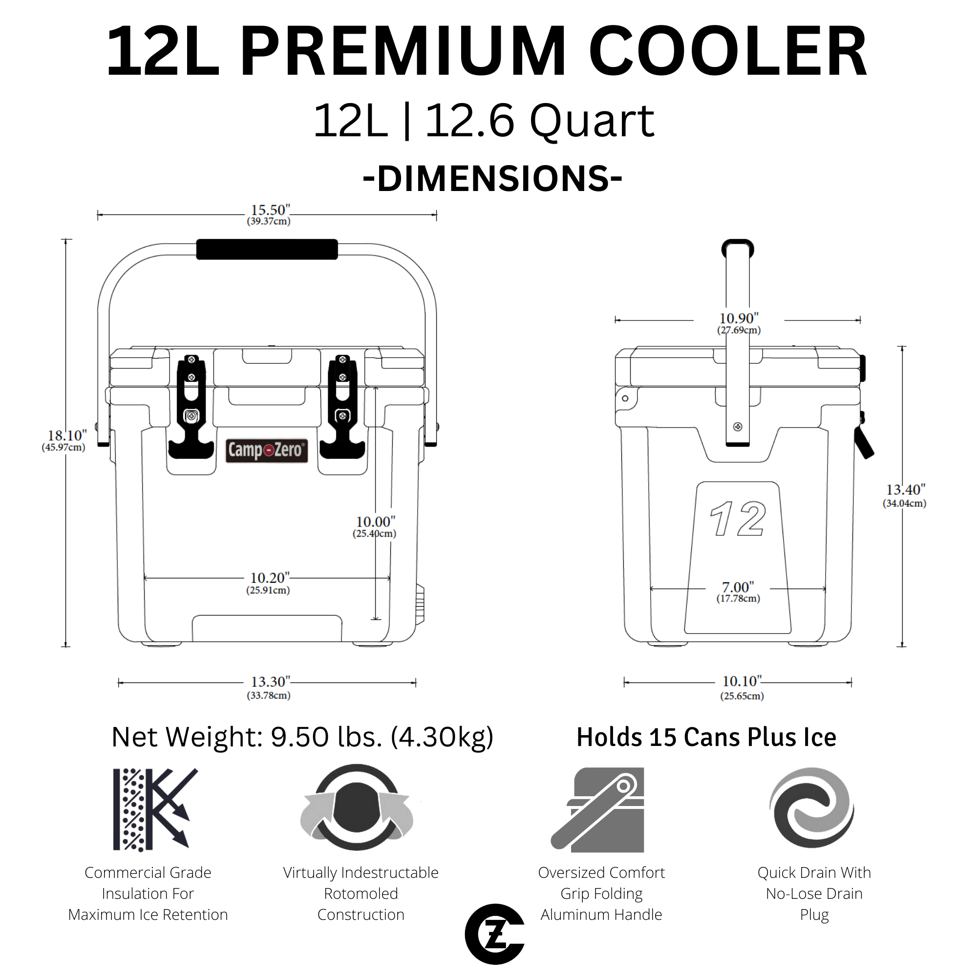 CAMP ZERO 12 12 6 Qt Premium Cooler With Molded In Cup Holders camp-zero-12-12-6-qt-premium-cooler-with-molded-in-cup-holders